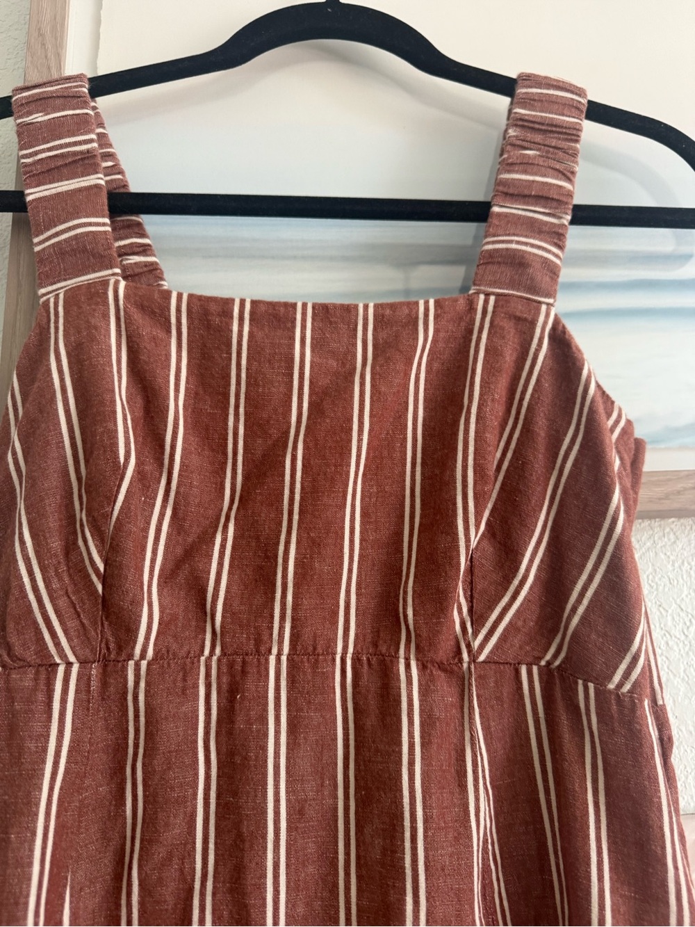 Pact organic Rust and White Striped Linen-Blend Maxi Dress - Picture 3 of 5